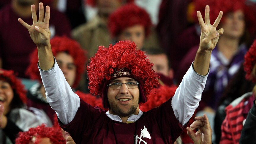 A Maroons fans shows his support before game two of the ARL State of Origin