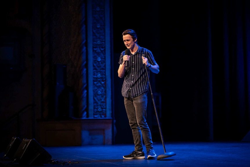 Comedian Elliott Stewart performing at the Newcastle Civic Theatre.