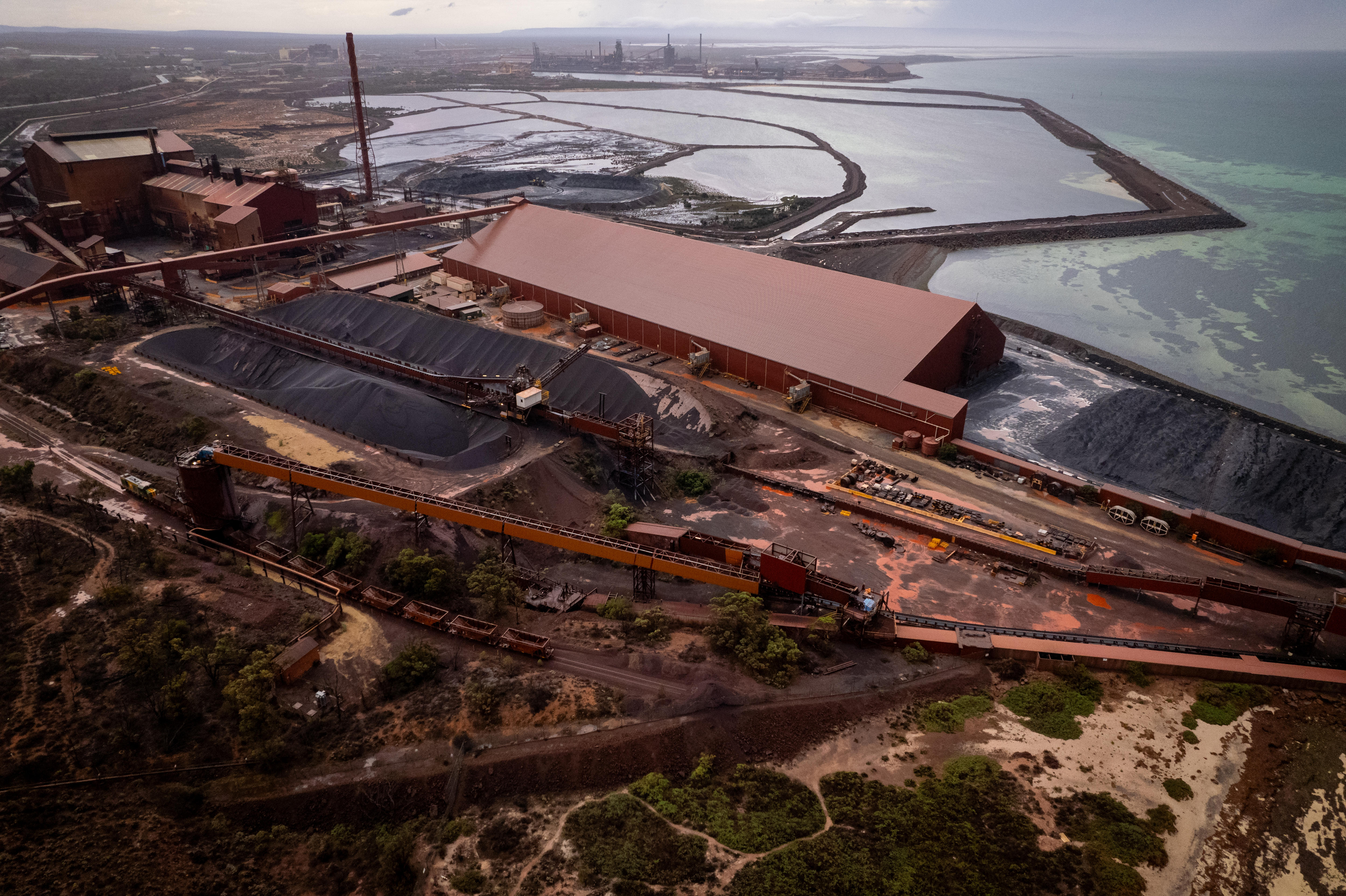 Uma vista aérea da siderúrgica Whyalla.