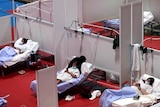 A temporary hospital with coronavirus patients.