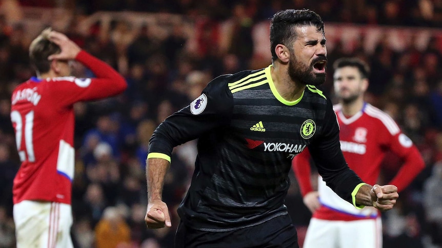 Diego Costa celebrates goal against Middlesbrough