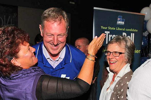 Liberal Troy Bell celebrates on election night