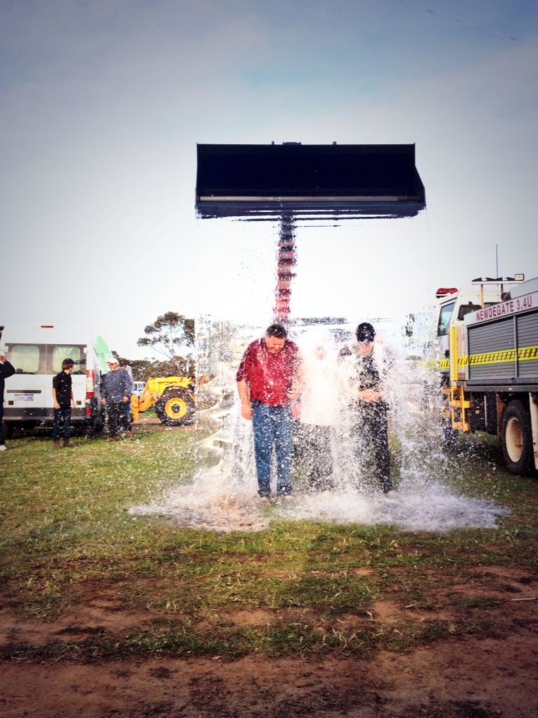 Ice bucket challenge at the 2014 Newdegate machinery field days