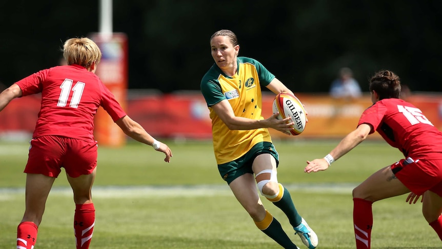 Ashleigh Hewson in action for the Wallaroos