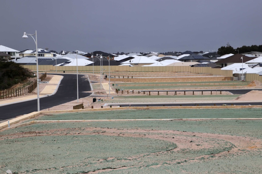 Blocks of land amid a new housing development at Burns Beach in Perth.