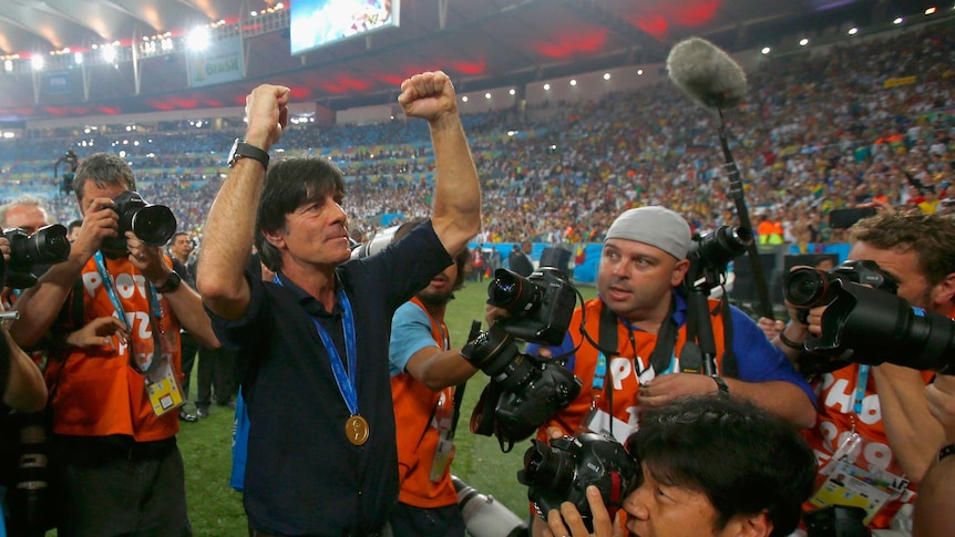 Germany coach Joachim Loew celebrates at full-time