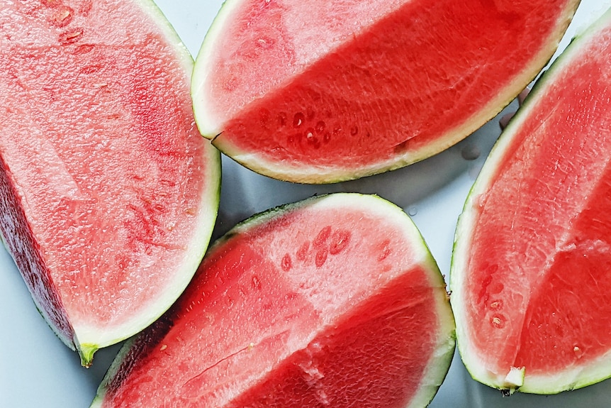 A selection of crisp, cut watermelons.