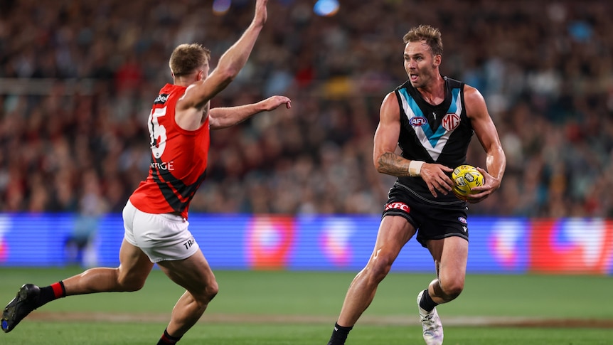 Jeremy Finlayson in action against Essendon