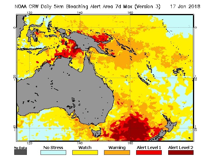 A map showing major alert levels for waters around the Coburg Peninsula.