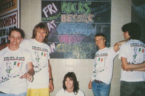 The band wearing Ireland t-shirts.