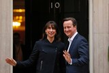 British Prime Minister David Cameron and his wife Samantha after the Conservatives won outright victory.