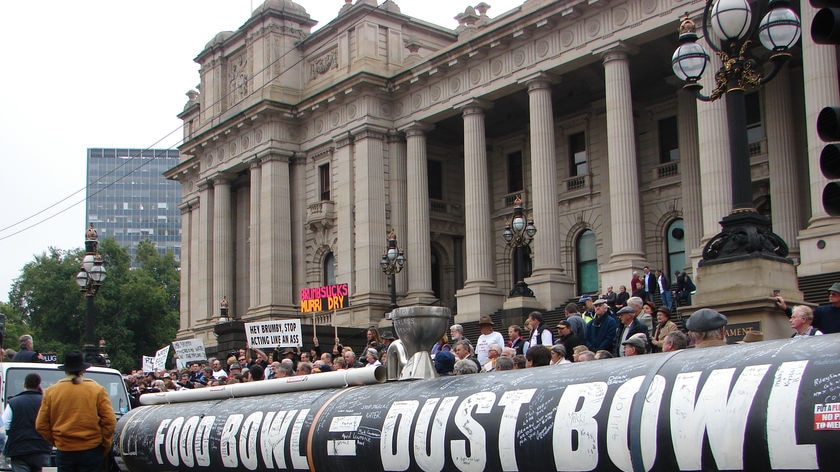 Protesters say the pipeline will take essential water supplies from northern Victoria