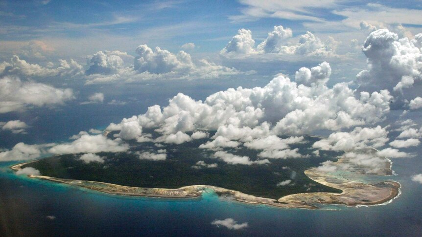 Clouds hang over the North Sentinel Island.