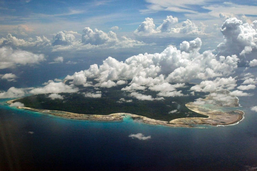 Clouds hang over the North Sentinel Island.