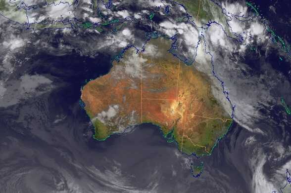 Extensive area of cloud over the tropics is associated with ex-tropical Cyclone Grant and the active monsoon trough.