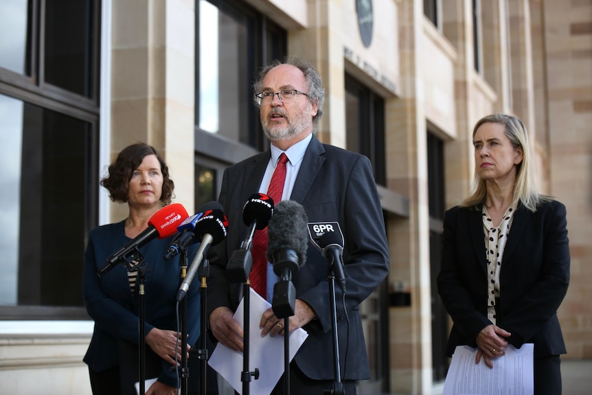 Bill Johnston addresses media outside WA Parliament