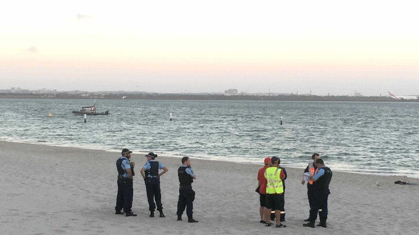 Police at the scene of missing Botany Bay diver