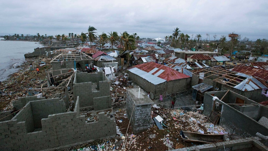 Homes in ruins in Haiti after Hurricane Matthew
