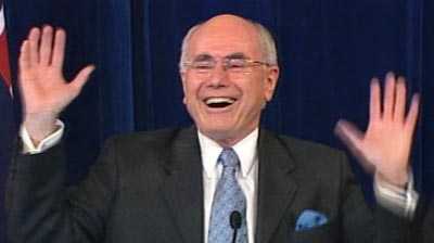 Aiming for control of the Senate...John Howard on election night.