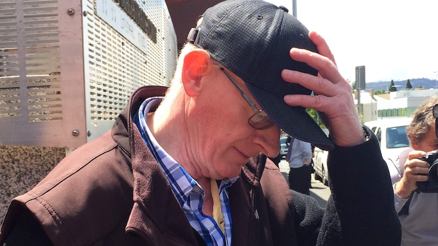 Geoffrey Hunt leaves Hobart Magistrates Court