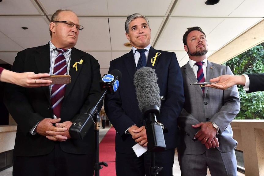 Shane Knuth, Robbie Katter et Nick Dametto, députés du Parti australien du Queensland de Katter