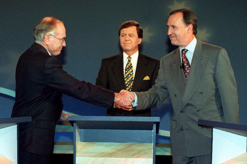 John Howard and Paul Keating with Ray Martin