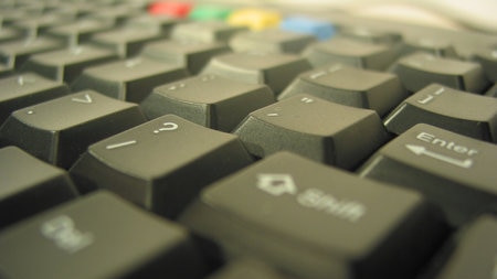 A close-up photo of a computer keyboard.