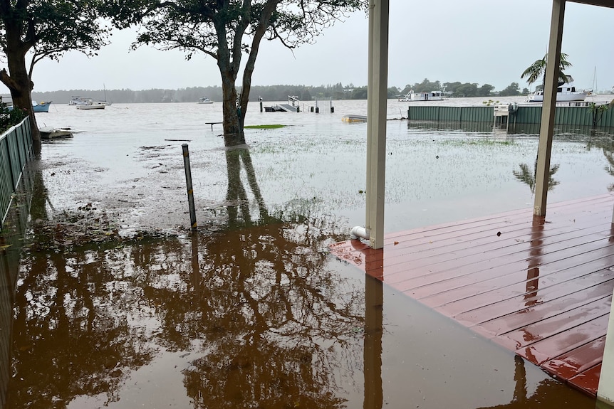 A flooded deck.