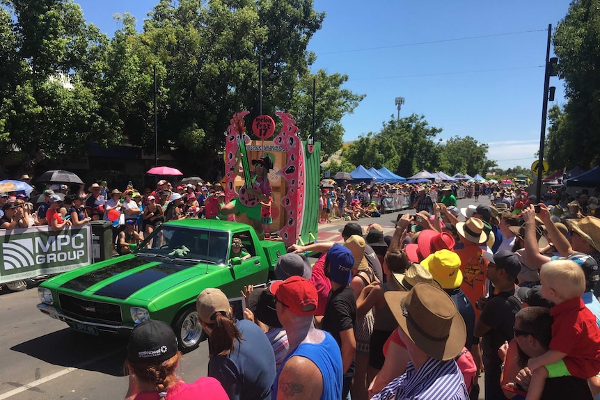 Crowds lining streets in Chinchilla for the annual Chinchilla Melon Festival
