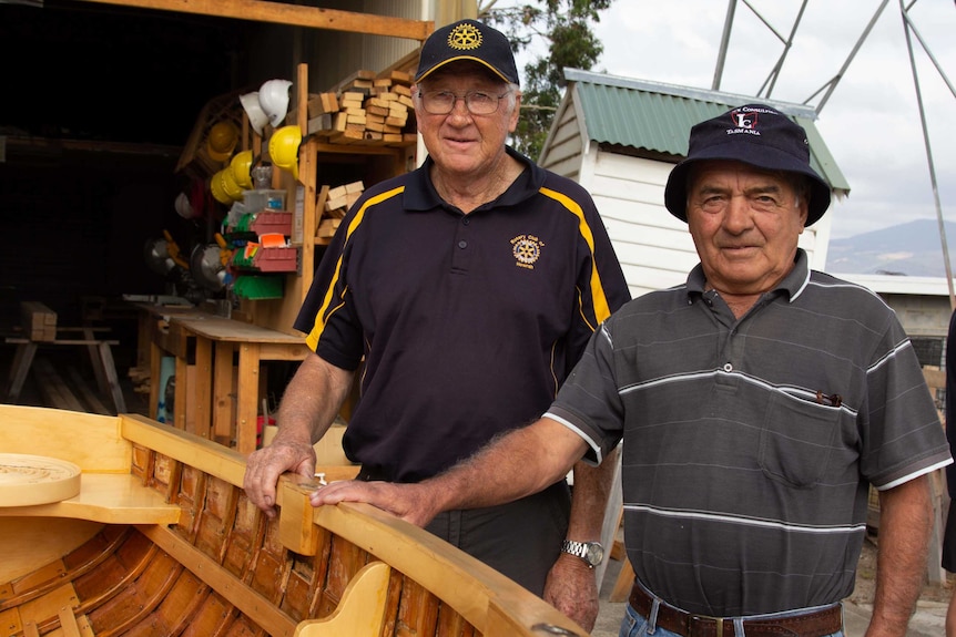 Boat owner Robert Archer and restorer David Harrison