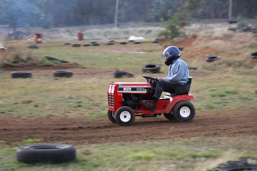 Racing lawn mower.