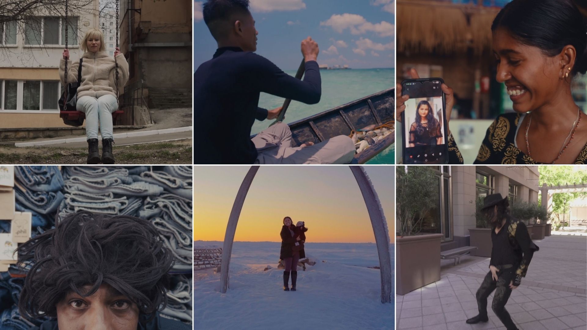 A grid of six images of people from all over the world.