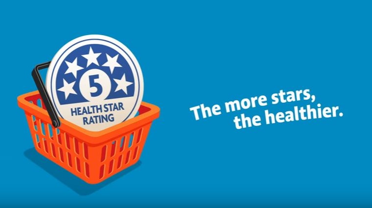 A screen capture of promotional material from the Health Star Rating System says "the more stars, the healthier".