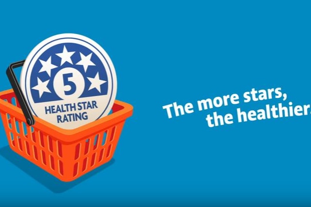 A screen capture of promotional material from the Health Star Rating System says "the more stars, the healthier".