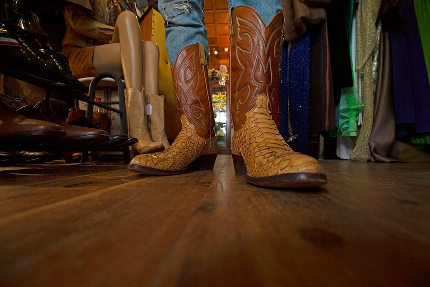 Python cowboy boots.