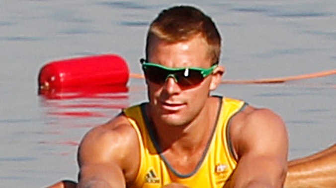 Australian rower Joshua Booth trains at Eton Dorney before the London 2012 Olympic Games.