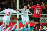 Brad Smith celebrates scoring for Liverpool