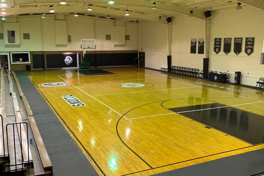Basketball court at American high school 