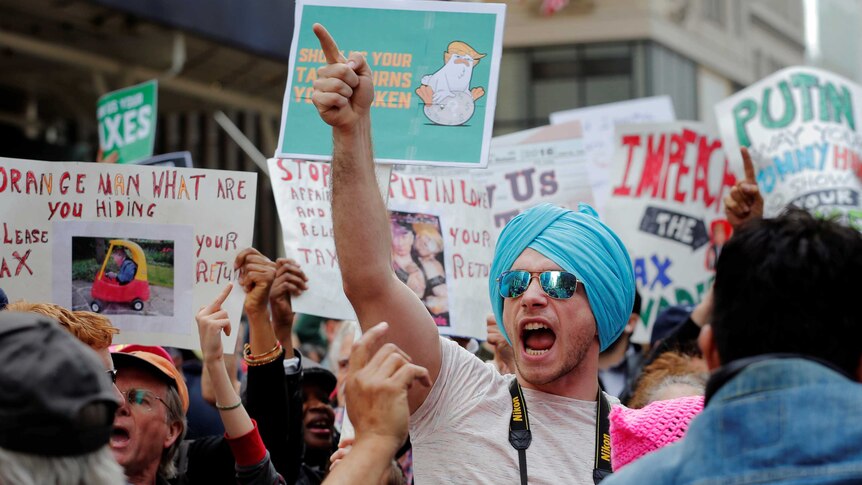 Tax march against Trump