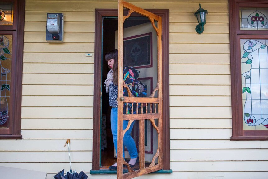 Shannon Colee steps out of her home in Coburg.