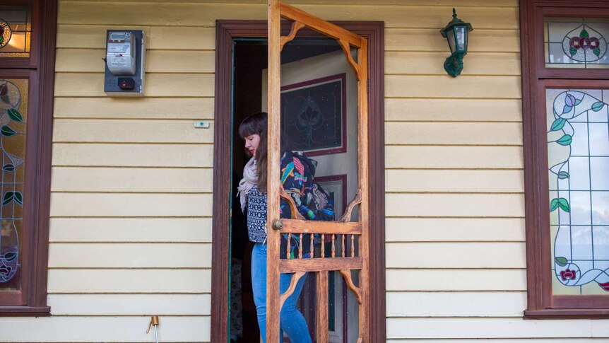 Shannon Colee steps out of her home in Coburg.