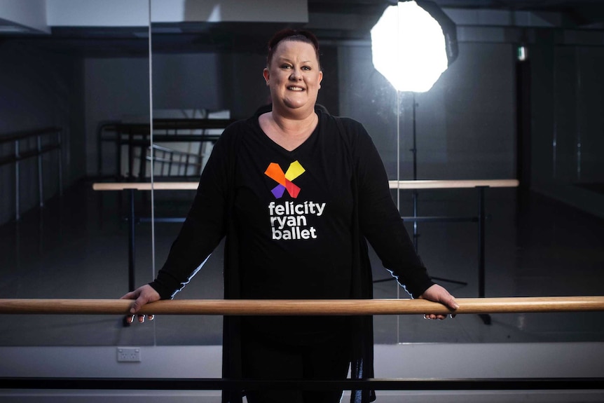 Hobart ballet teacher and stroke survivor Felicity Ryan smiles at the camera.