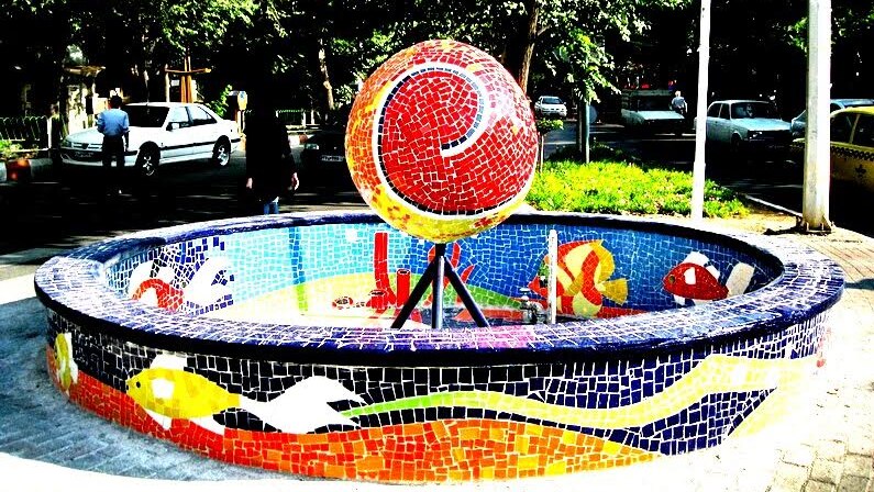 A mosaic fountain by Mahdi Jahangirzadeh in Iran