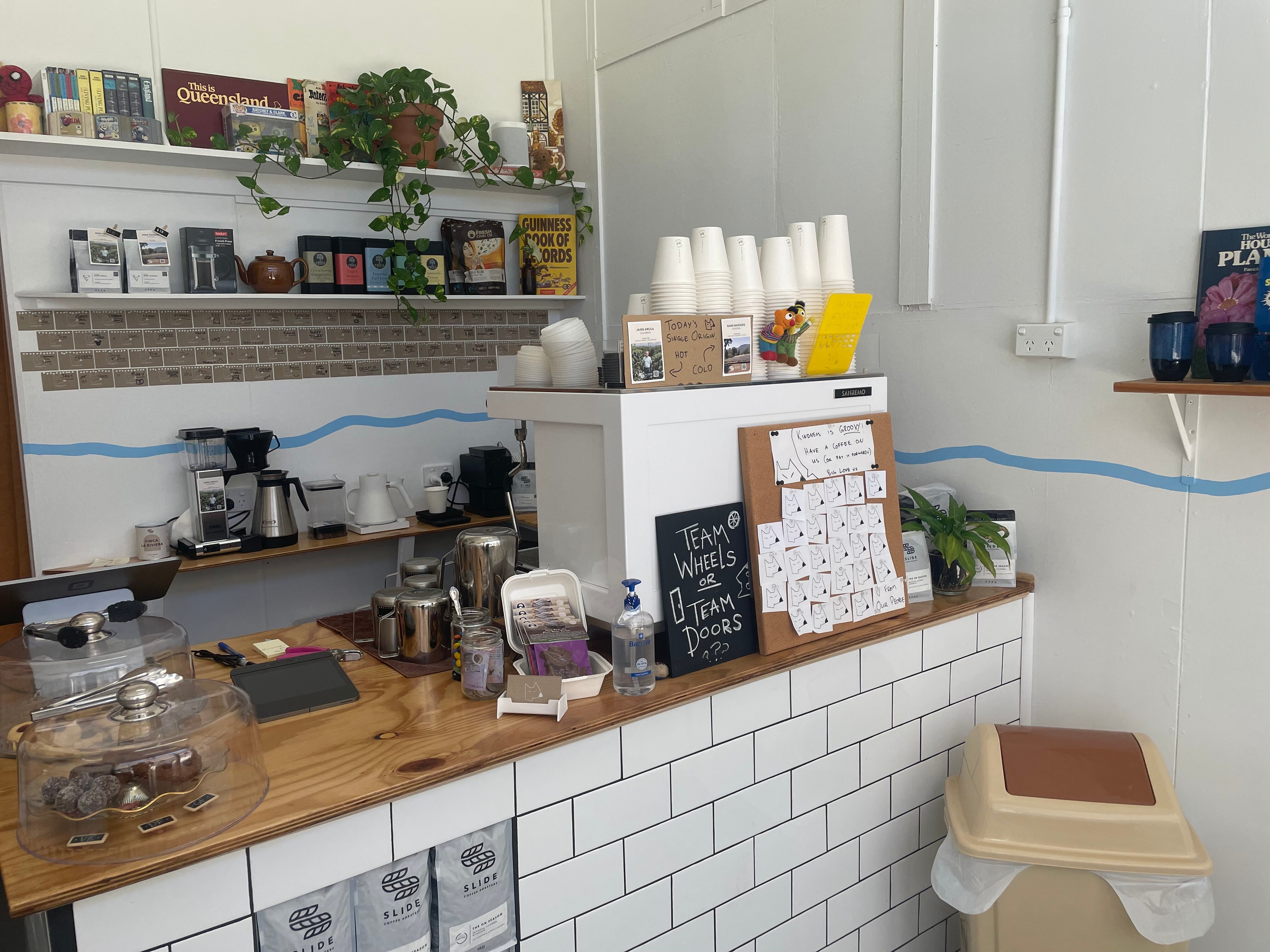 The corner of a coffee shop 