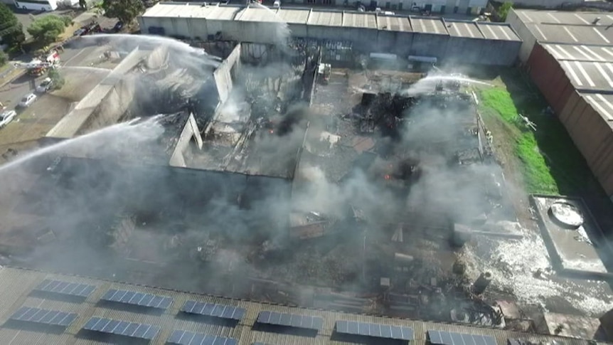 MFB drone footage shows aftermath of Campbellfield fire - ABC News