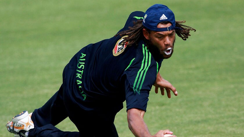 Andrew Symonds fields a ball at training