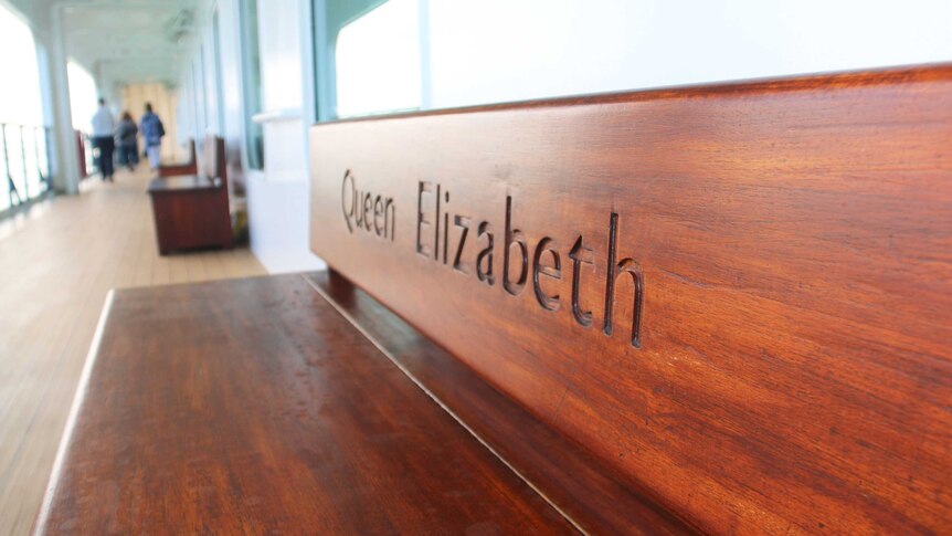 Wooden seat on a promenade deck