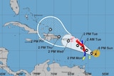 Hurricane Maria path cone, supplied by the National Hurricane Center, Sunday September 17 2017.