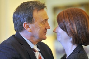 Julia Gillard and partner Tim Mathieson (AAP) 340
