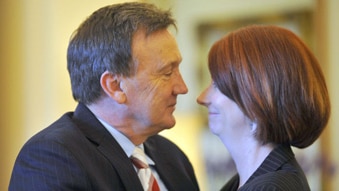 Julia Gillard and partner Tim Mathieson (AAP) 340